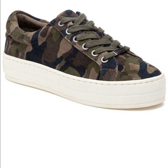 J/Slides Women's Hippie Sneaker Green Camo Suede - Picture 5 of 6